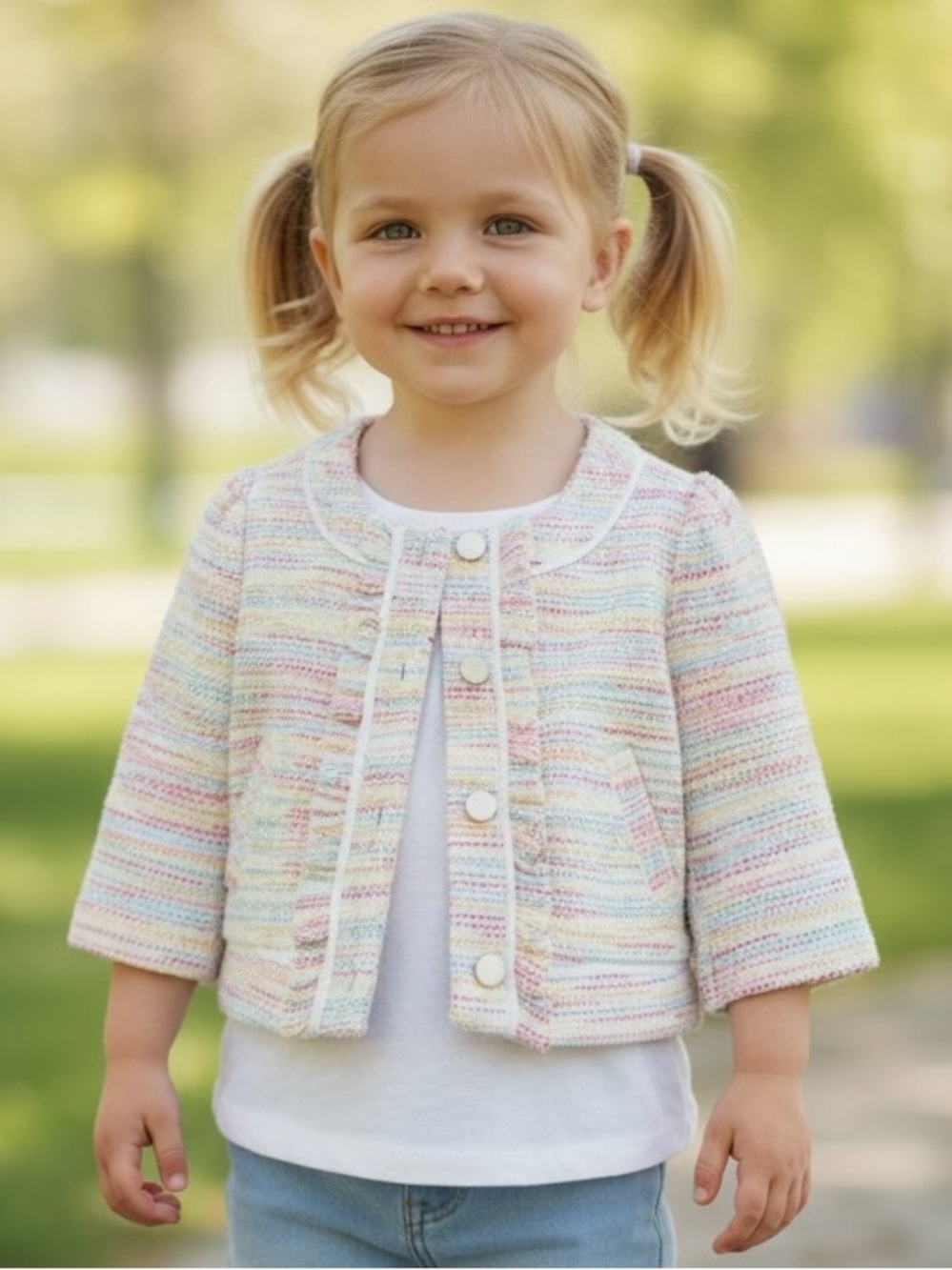 Janie And Jack Girls Pastel Tweed Blazer Size 4